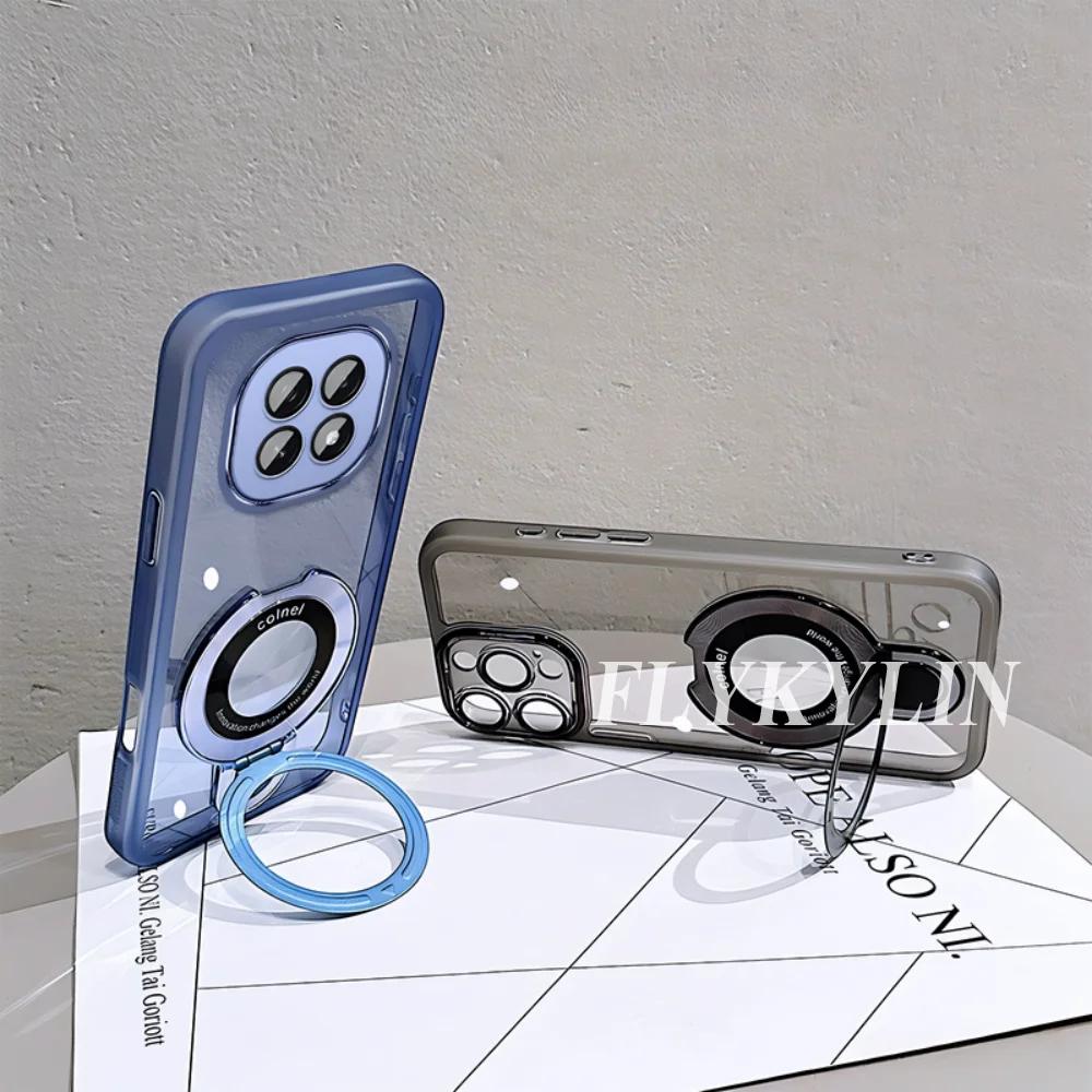 Transparent Magnetic Thin Bracket Phone Case with Soft Shell Design