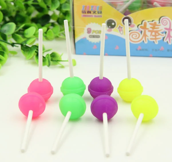 6 Pcs Stationery Pencil Eraser Lovely Cute Kawaii Candy Lollipop Rubber Eraser School Novelty Gift Supplies