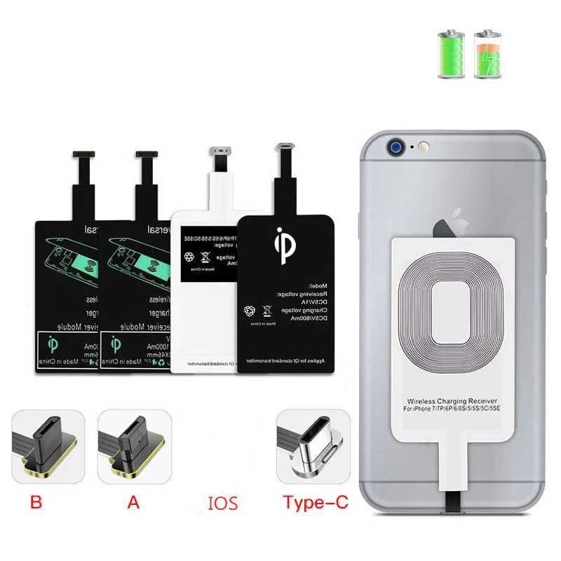 Wireless Charger Qi Wireless Charger Receiver Support Type C MicroUSB Fast For iPhone5-7 Android