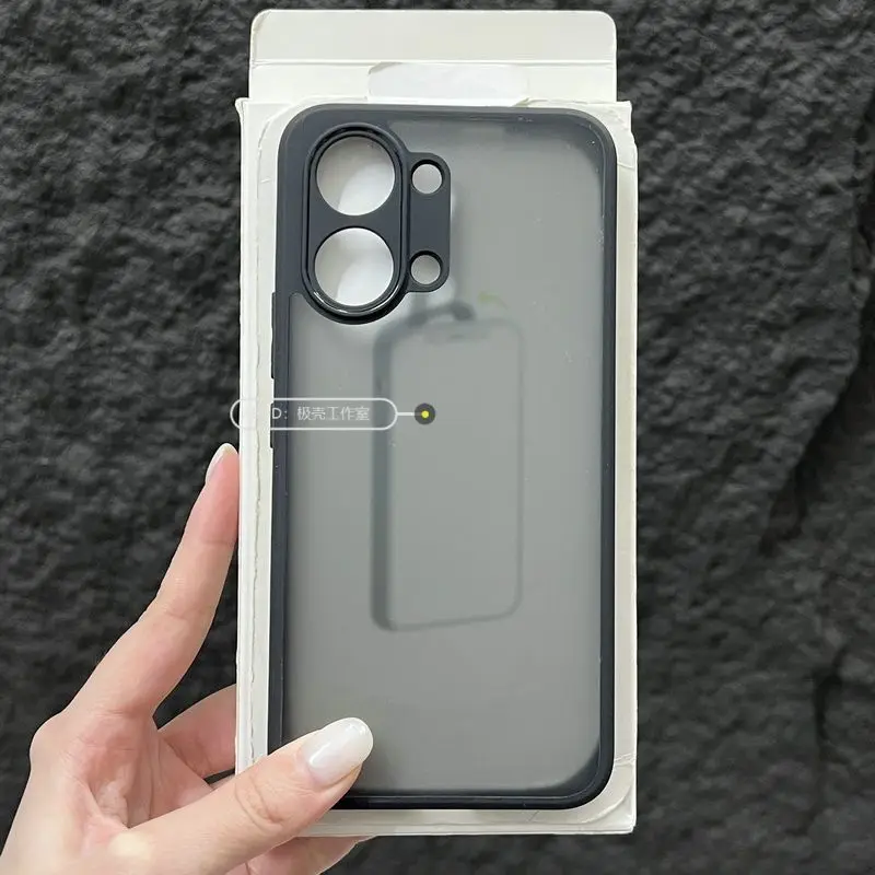 Frosted Transparent Black Back Panel with Black Frame PC-TPU Cover Case