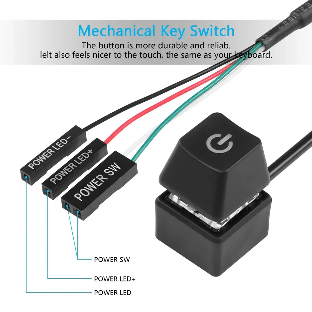 Vibrant LED Desktop Power Switch with 1.8m Extension Cable