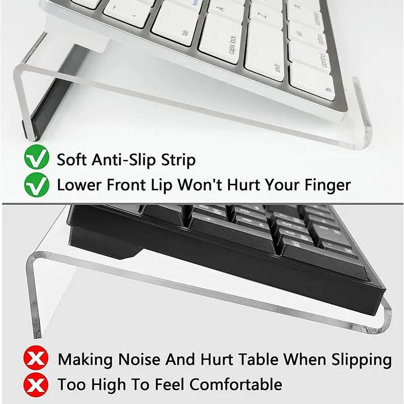Keyboard Riser Stand Acrylic PC Keyboard Lift Clear Display Tray Computer Keyboard Holder for Ergonomic Typing Desktop Stands