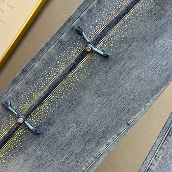 Jeans Damskie Spodnie - Szerokie - Z Dzetami 4