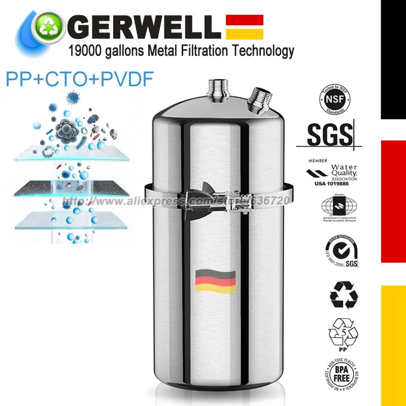 House Salt Free Descaler System - Works with City & Well Water Filters 0.01 Micron 3-Stage Under Sink Water Filtration System