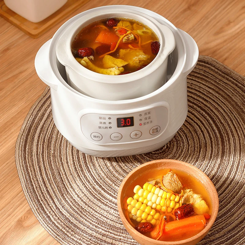 200W Electric Slow Cooker Stew Cup Food Steamer Multicooker Ceramic Pot Cubilose Stew Pregnant Tonic Baby Supplement Food Warmer 2