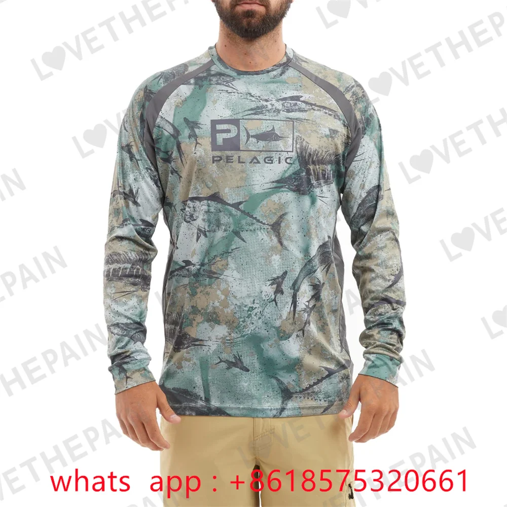 

Pelagic Fishing Shirts Men's Long Sleeve Performance Shirt 50+ UPF Protection Quick Dry Tops Breathable Outdoor Shirts Clothing