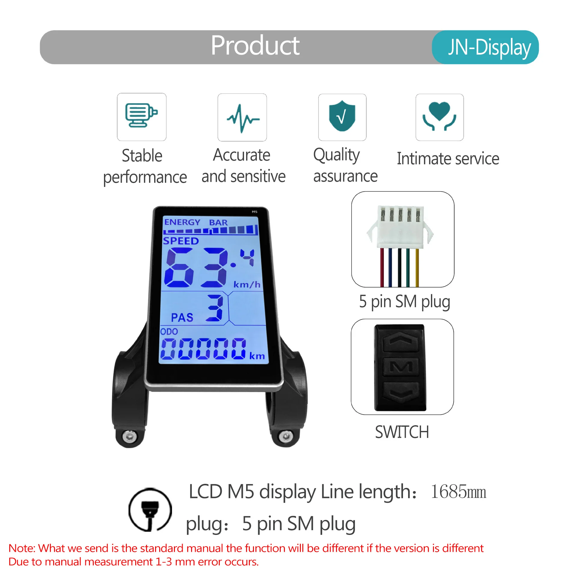 Brushless Electric Bike JN Controller LED-S800 Screen 36V 48V LCD M3 S866 S966 M5 OMT-M3 Control Panel Display For Ebike SM Plug