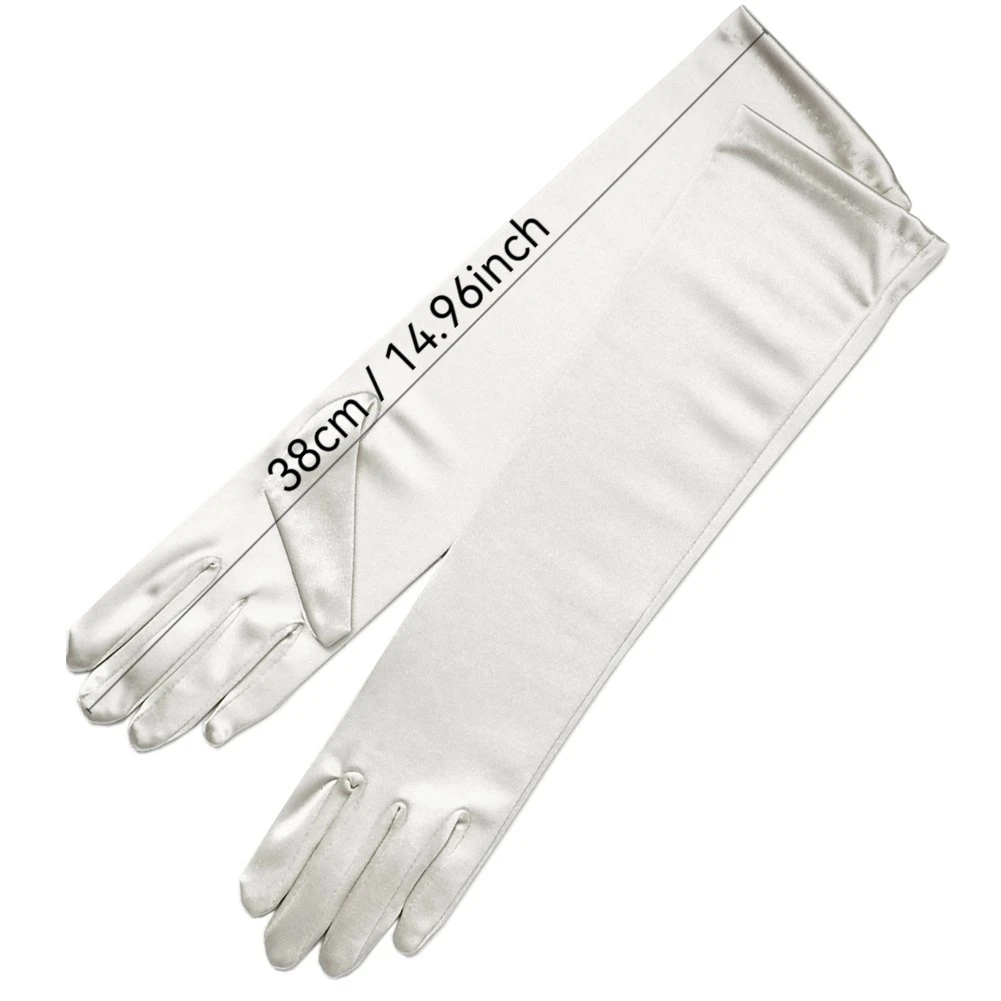 Women Red Black Wedding Gloves Elbow Length Satin 38CM Long Bridal Gloves Woman Cosplay Casual Party Wedding Accessories