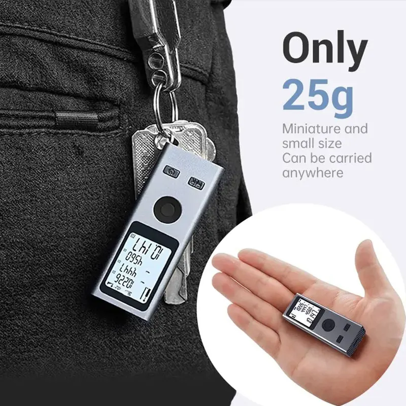 Mini Laser Rangefinder Digital Tape Measure Laser Ruler USB Charge Aluminum Alloy Fuselage Measuring Distance: 30m/50m