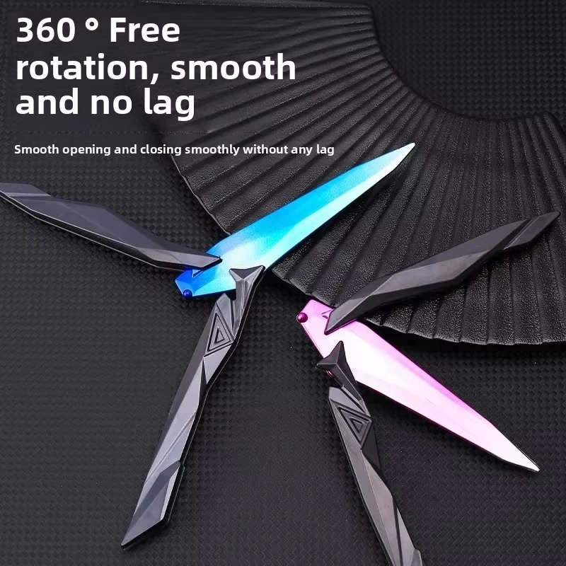 2 Couteaux Papillon Valorant Singularity - Porte-clés Inclus, Dégradé Bleu/rose, Jouet Entraînement Safe, Cadeau Gamer