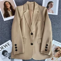 Women Jacket New in Korean Fashion Small Suit Top Brown Suit Coat Clothes Loose Straight Temperament Slim Blazer for Women Chic - Image 6
