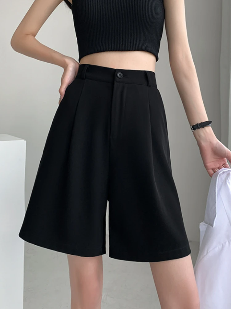 2023 Summer Women's Suit Shorts Casual Loose Wide Leg Long