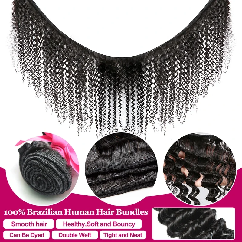 32 36 40 Inch Deep Wave Human Hair Bundles Brazilian Remy Unprocessed Weaving Curly Hair 1/2/3/4 Bundles Weave Extensions Deals