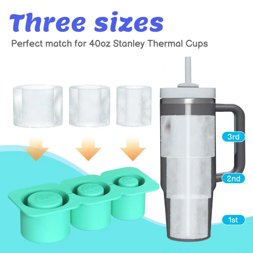 

Versatile Ice Cube Maker Silicone Ice Mold with Leak-proof Lid for Hollow Cylinder Ice Cubes Fast Freezing for 20/30/40