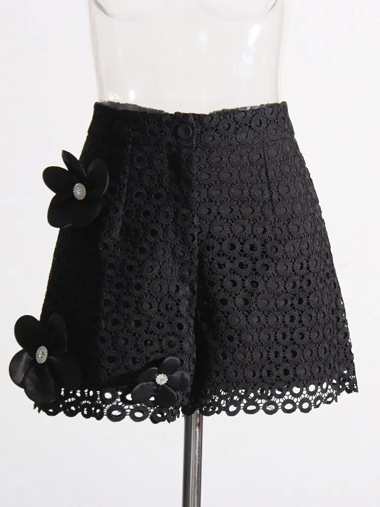 KBQ-Solid Two-Piece Sets for Women, Round Neck, Puff Sleeve, Single Breasted Tops, High Waist Shorts, Casual Female Set, New