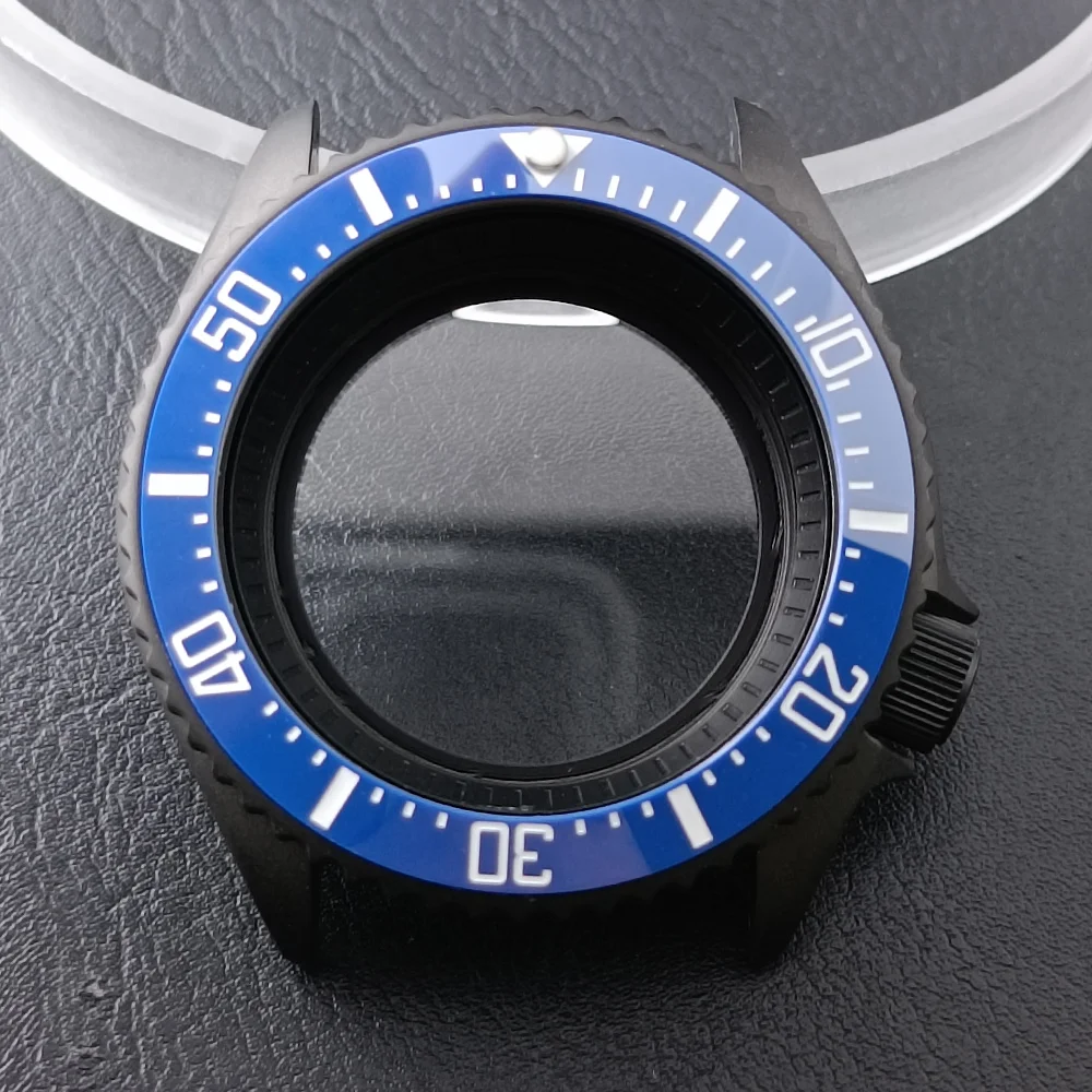 High-Quality 42mm Men's Steel Black Watch Case with Sapphire Glass and 22mm Band
