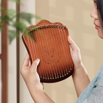 17 Strings Lyre Harp Solid Beech Wood Harp String Musical Instrument with Tuning Wrench Picks