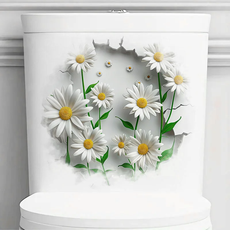 90788# Beautiful White Daisies Stickers, Bright Wall for Home, Cabinet, Door,Decoration, Vinyl Car Decals, Outdoor Indoor Use