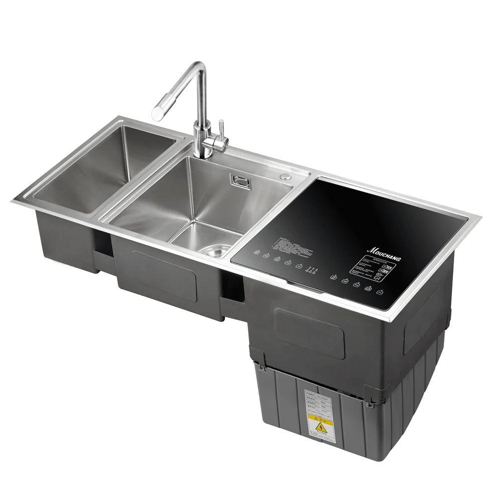 Easy-to-operate Countertop Stainless Steel Double Bowl Kitchen Sink Dishwasher With Drying Rack 2