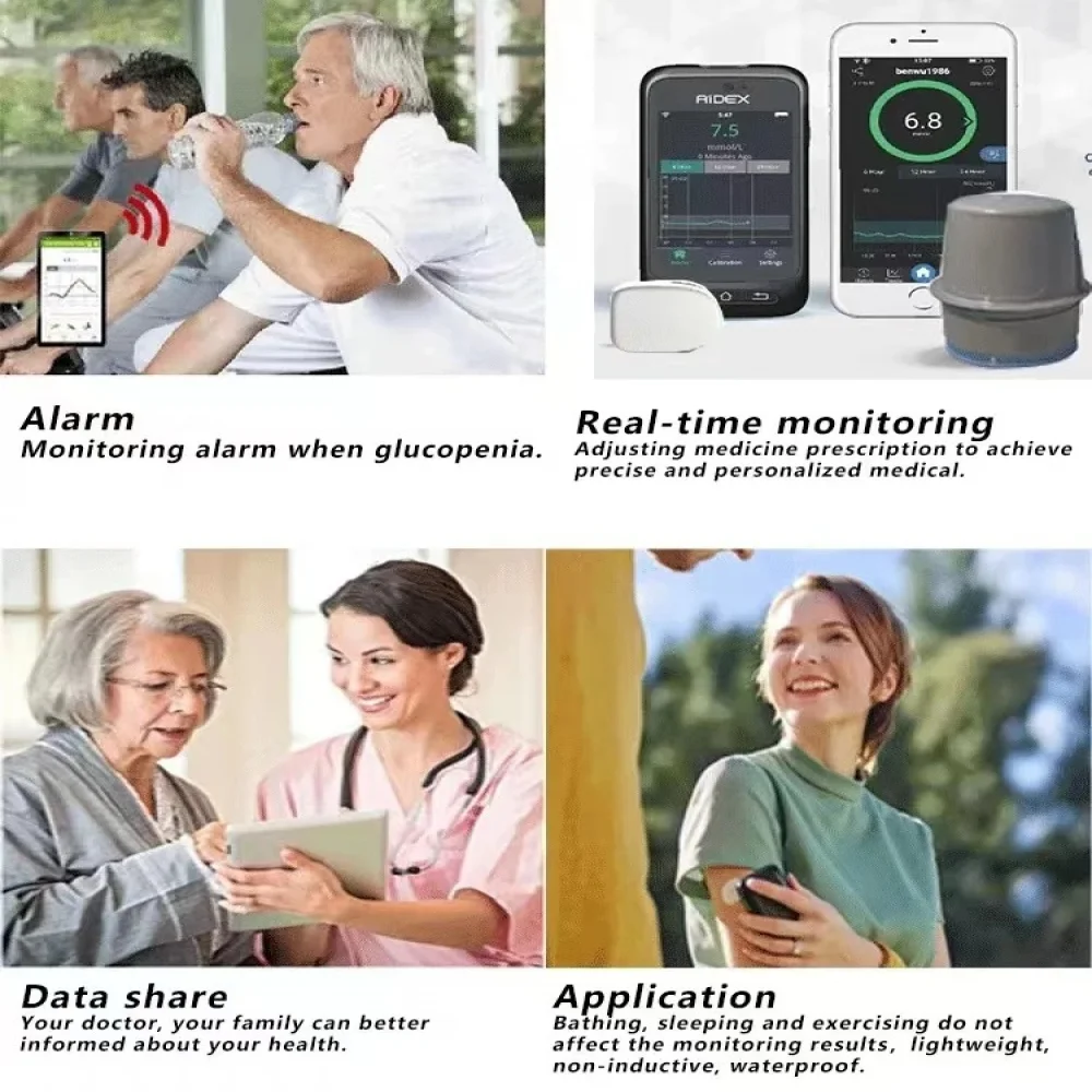 Blood glucose monitor CGMS 24h Real-time Blood Glucose Monitoring Scan-free Multilingual System Remote Monitoring Freestyle Libre Aidex Dynamic