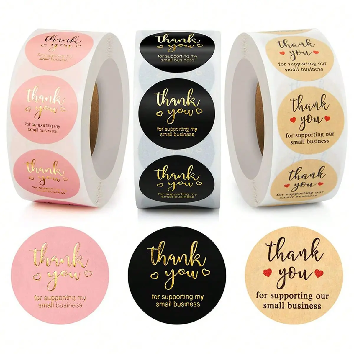 500 Stück Gold-Rosa Dankeschön-Aufkleber Kraftpapier-Siegeletiketten Kleinunternehmensbedarf Handgemachte Aufkleber mit der Aufschrift „Mit Liebe“ für Geschenkdekoration