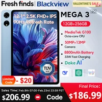 【World premiere】Blackview MEGA 3 Tablet 12.1" 2.5K 90Hz Display 12GB 256GB 8800mAh 50MP Camera 33W Fast Charging Android 15 Pa