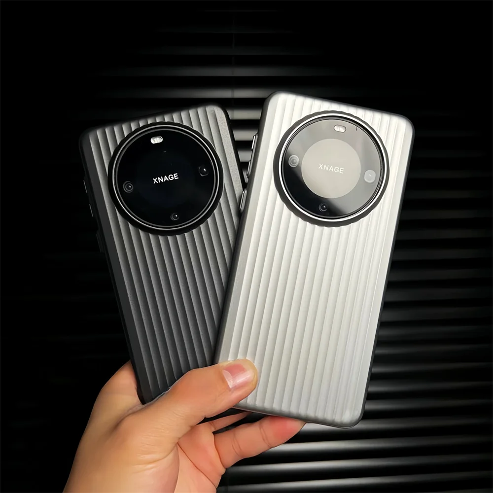 Luxury Matte Metallic Bumper Phone Case with Frosted Stripes Pattern