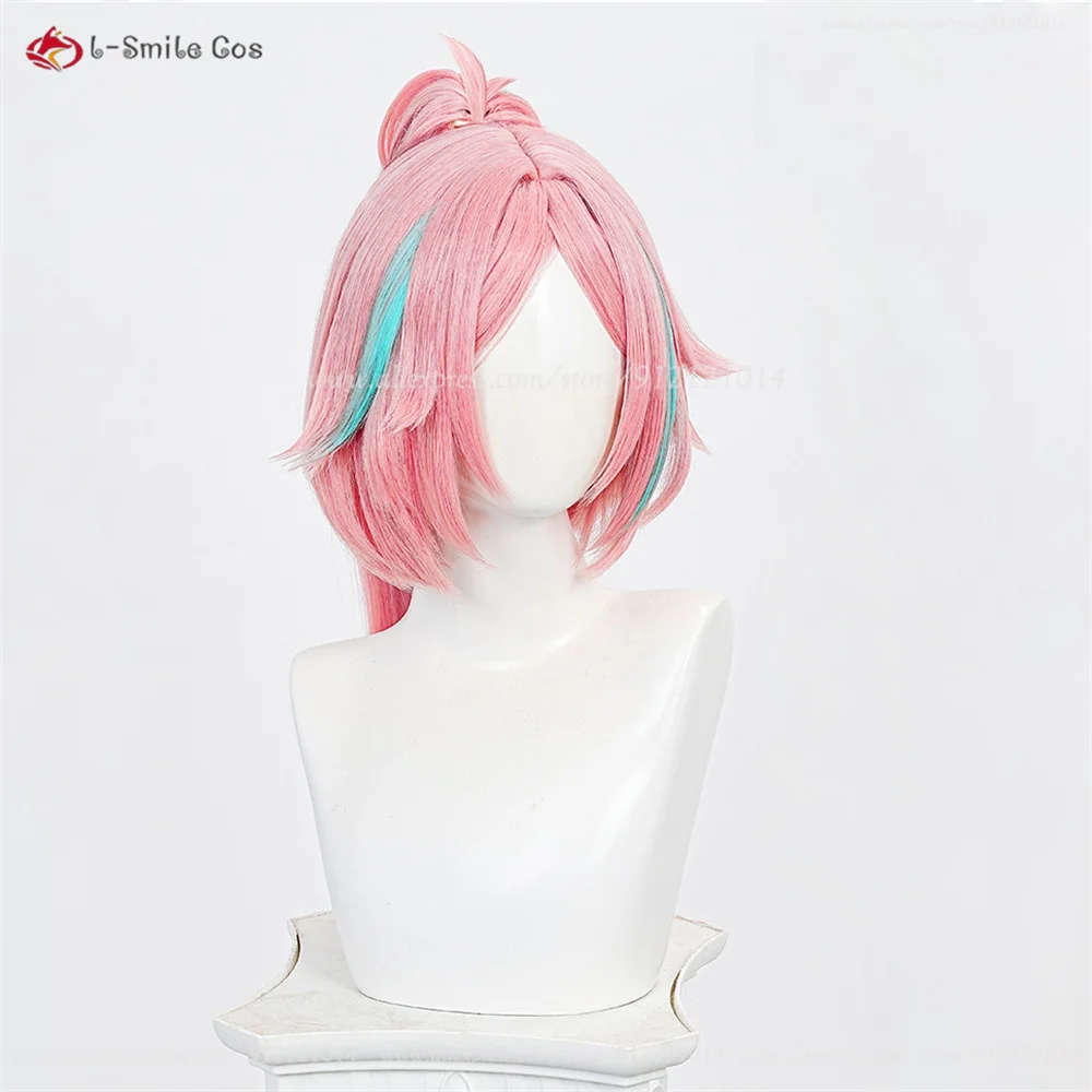 HSR Rappa Cosplay Perücke 100cm Zopf Pink Highlights Hitzebeständig Synthetik + Perückenkappe 4