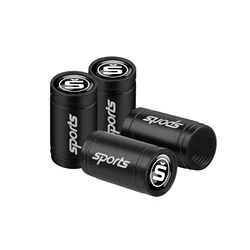 Premium Set of 4 Car Wheel Tire Valve Caps - Enhanced Auto Accessories (MS Black Skoda S)