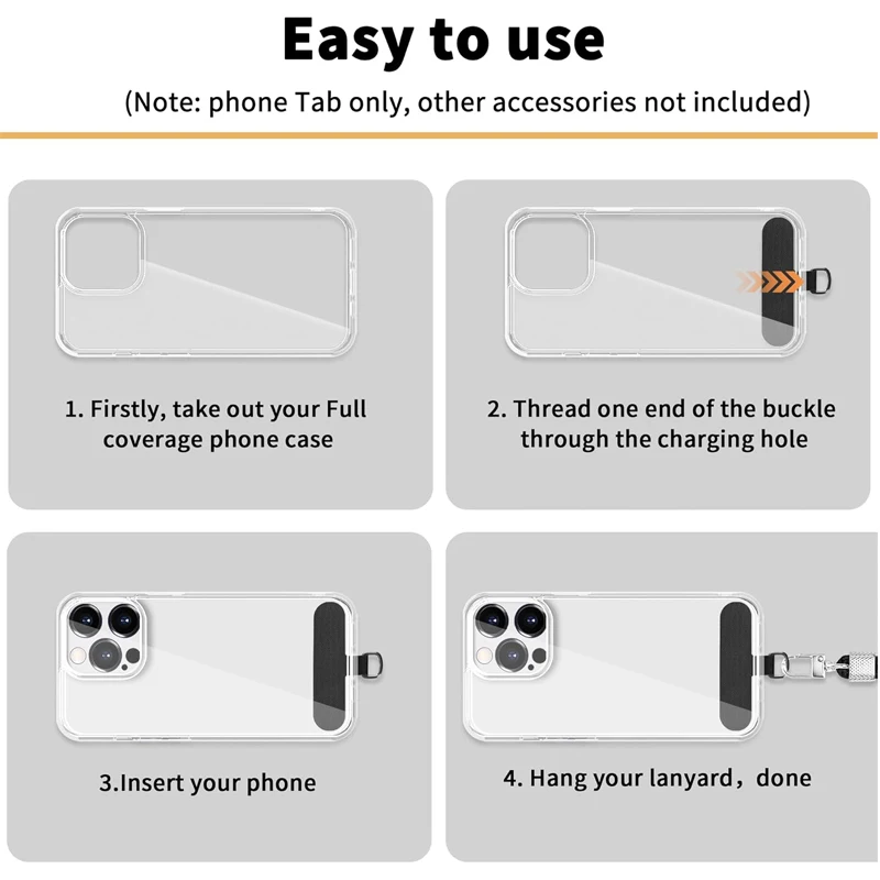Universal Nylon Phone Tether Tab – Durable Lanyard Safety Connector Replacement for Full-Cover Smartphone Cases