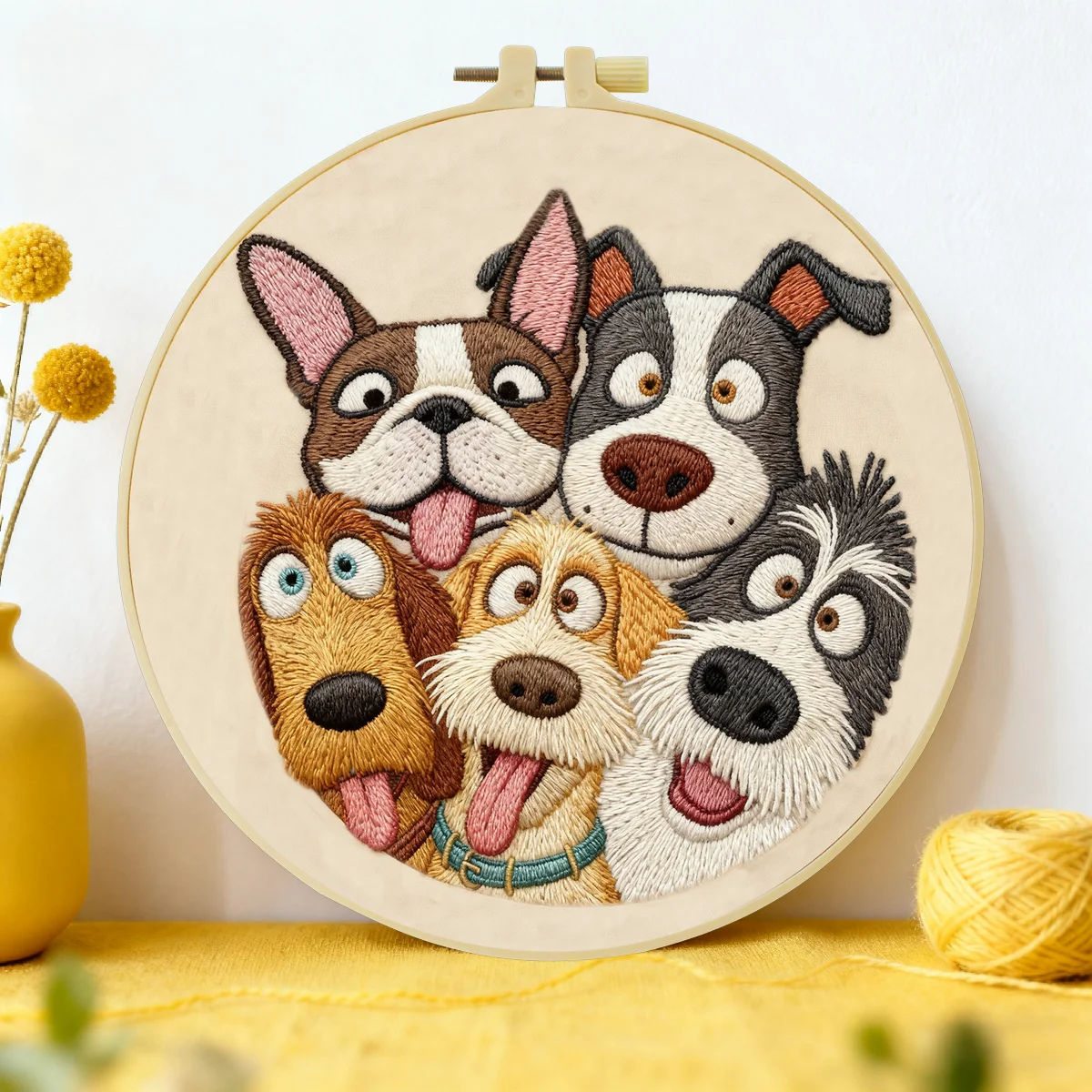1 Stück 20X20CM/15X15CM 7,87/6,3 Zoll Hundestickerei-Starter-Kit DIY-Kit DIY-Stickerei-Set Handarbeiten Heimdekoration Bastelmalerei