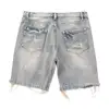 Men Summer Distressed Denim Shorts Button Zipper Fly Multi Pockets Short Jeans Straight Fit Ripped Holes Knee Length Distressed 5