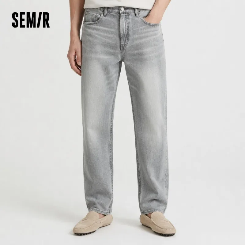 Jean Homme Semir Délavé 2026 Rétro Coupe Ample Droite Uni Style Urbain Décontracté Quotidien Doux Confortable Tendance