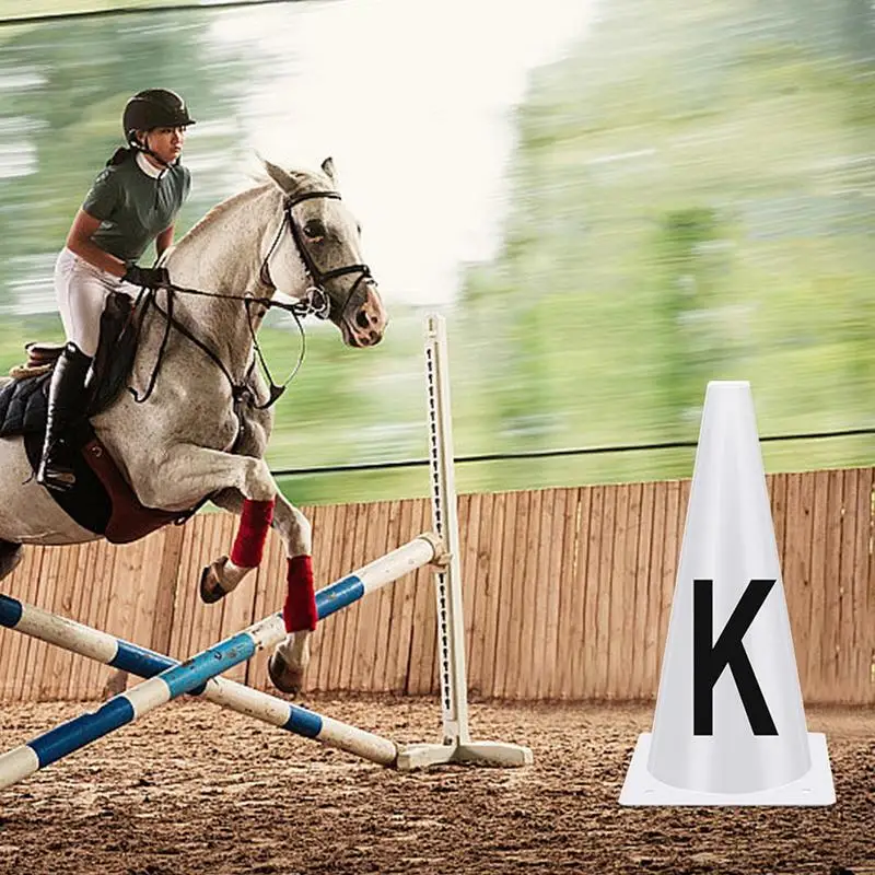 Plastic Road Cone Horse Training Equipment Portable White Dressage Letter Cone Set Horse Training Equipment Stackable Sports Cone For