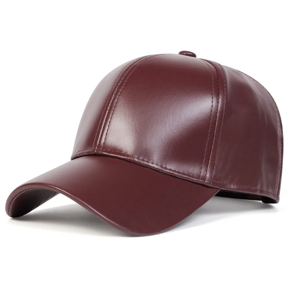 Gorra de béisbol Lisa de PU de moda Retro, sombrero para papá, gorras informales, gorra de cuero cálida, sombrero protector solar, gorra Snapback ajustable de Hip Hop para exteriores