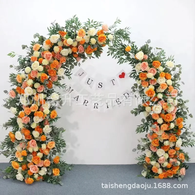 Wedding Arch Stand Wedding Flower Stand New Wedding Props Arch Iron Art Horn Gate Outdoor Lawn Wedding Flower Stand Arch Stage Background
