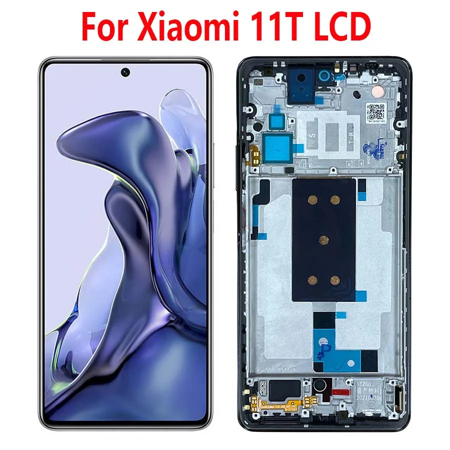 

Оригинальный AMOLED дисплей 6,67 дюйма для Xiaomi 11T, ЖК-дисплей, сенсорная панель, дигитайзер, запасные части для Xiaomi 11T Pro с рамкой