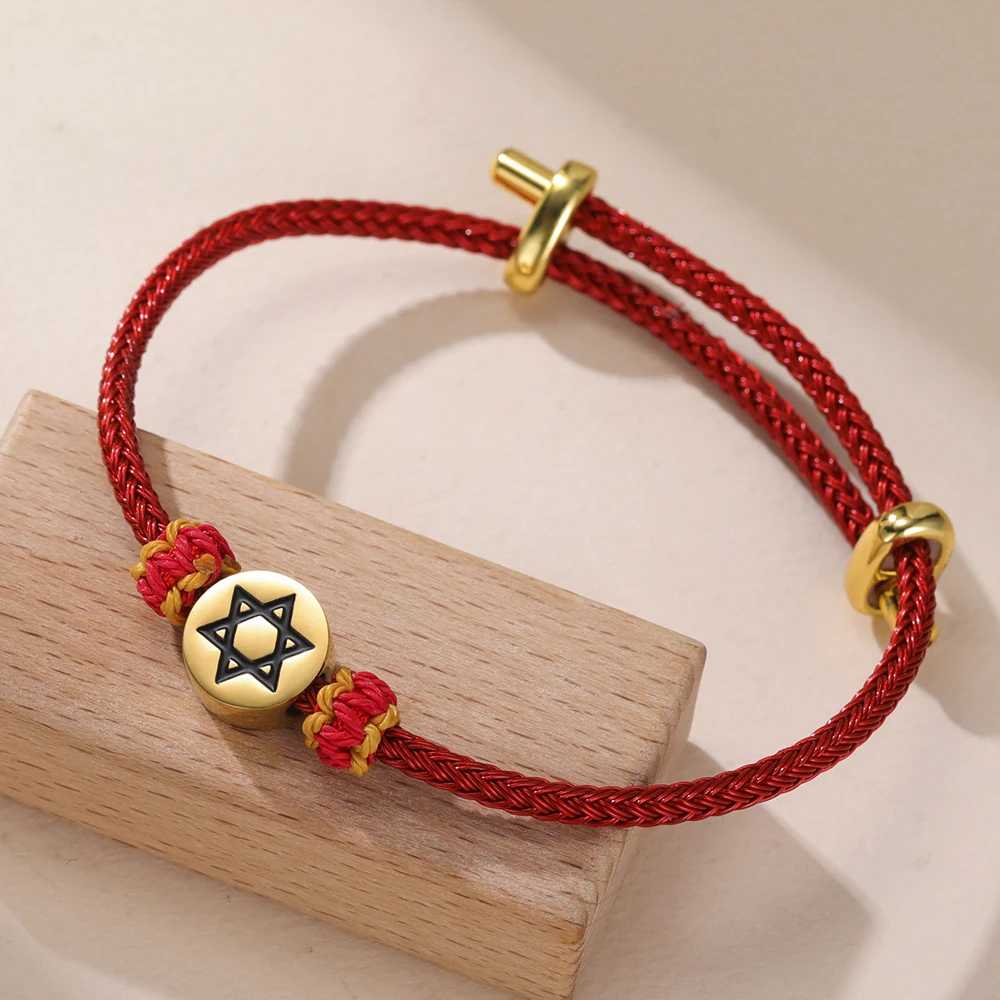 Dawapara Davidstern-Armband, verstellbar, Hexagramm, jüdischer Schutz, Amulett, Chanukka, Geschenk, Edelstahl-Schmuck