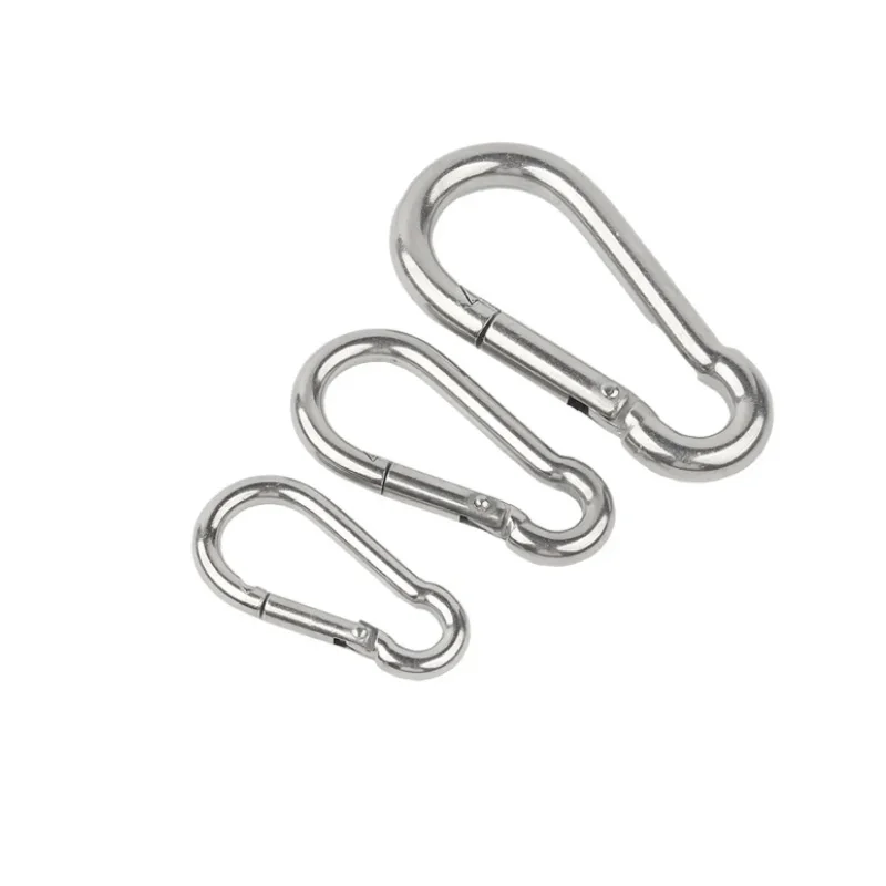 1Pcs M4 M5 M6 M8-M12 304 Stainless Steel Spring Snap Hook-Heavy Duty Locking Carribenares For Climbing Normal Form