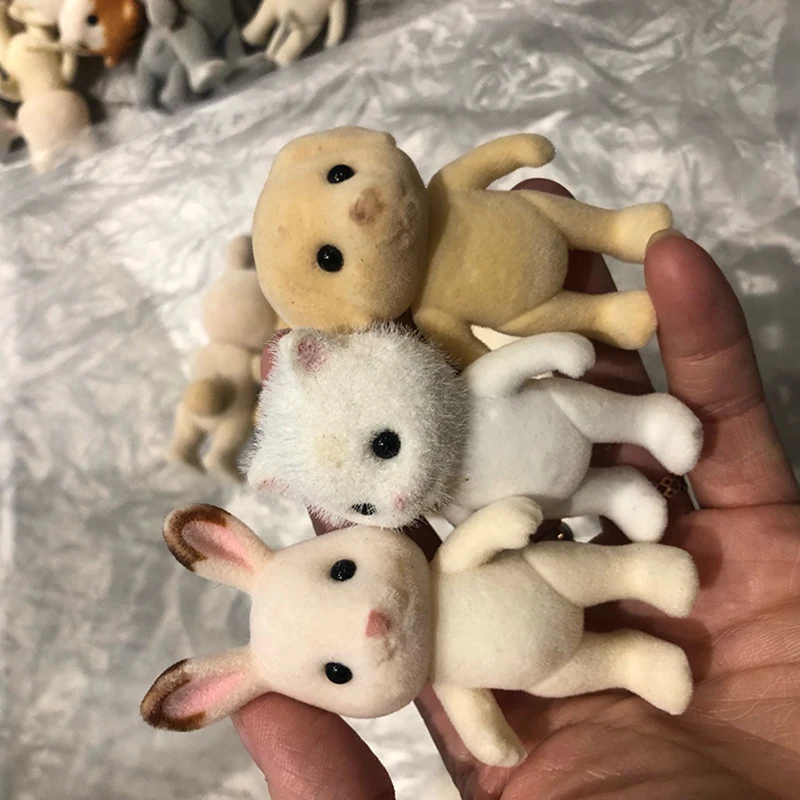 1PC Random Forest Family Animal Figure Rabbit Bear Dog Squirrel Koala Flocked Figurine Animal Model Toy For Kids Factory Defects 2