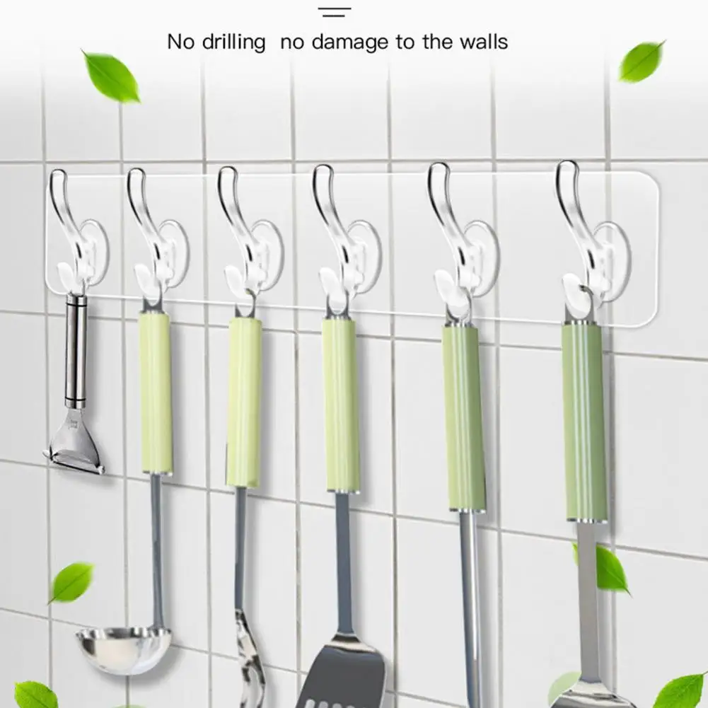 

Wall Storage Hooks 3/5/10 Pcs Sturdy Strong Bearing Capacity Transparent No Mark Left Wall Storage Hooks Household Supplies