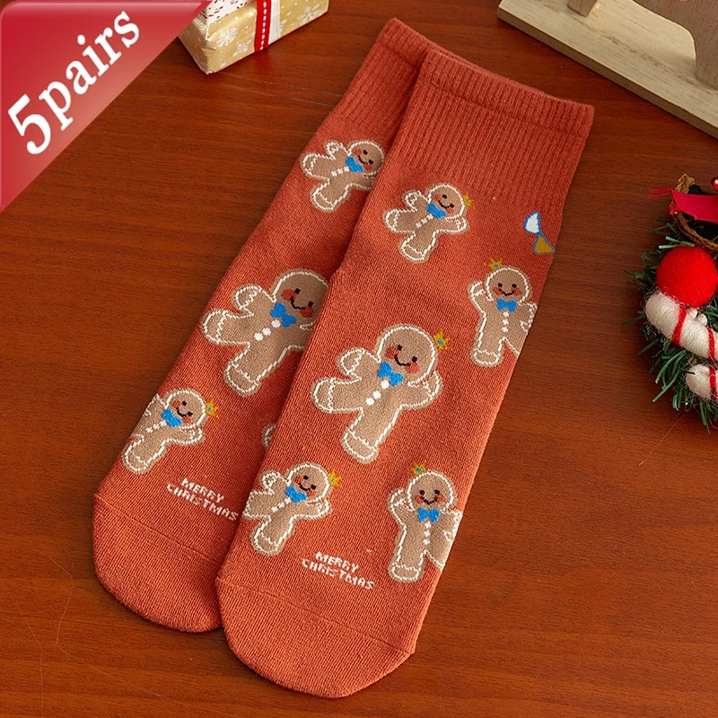 Christmas Gift Cute Autumn Winter Cartoon Snowflake Santa Claus Christmas Tree Gingerbread Reindeer Warm Socks