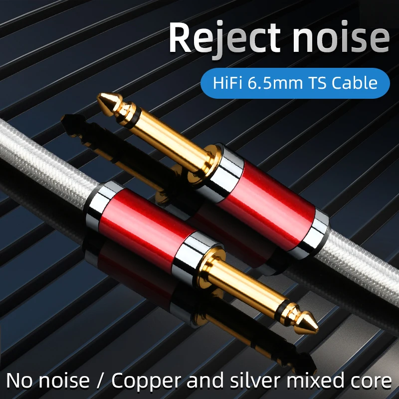 Ataudio-Cable Auxiliar 7N Occ De 6,5Mm Para Guitarra, Cable De Audio Ts De 6,5Mm Para Amplificador Mezclador