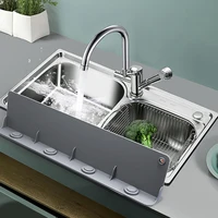 Kitchen Sink Water Splash Guards Sucker Flaps Silicone Waterproof Splatter Screen Dish Fruit Vegetable Washing Anti-water Board 2