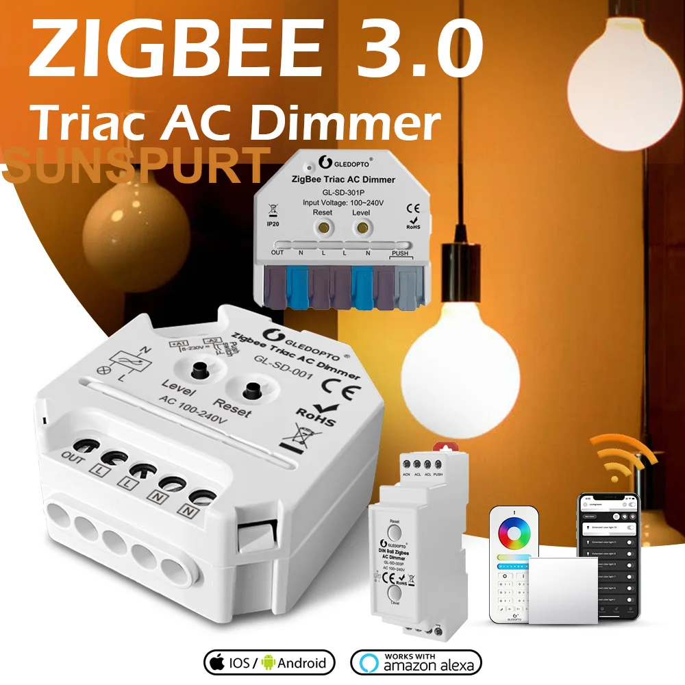 Matter Tuya WIFI Zigbee RF AC Triac Dimmer LED Controller Push Switch Control 100-240V Smart Life APP สําหรับ Alexa Google Assistant 1