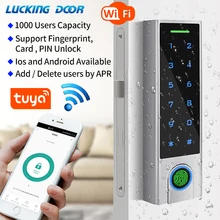 Tuya-abridor de puerta con Control remoto, 2,4G, Wifi, 125Khz, RFID, controlador de acceso, Huella Digital, impermeable, cerradura de puerta inalámbrica