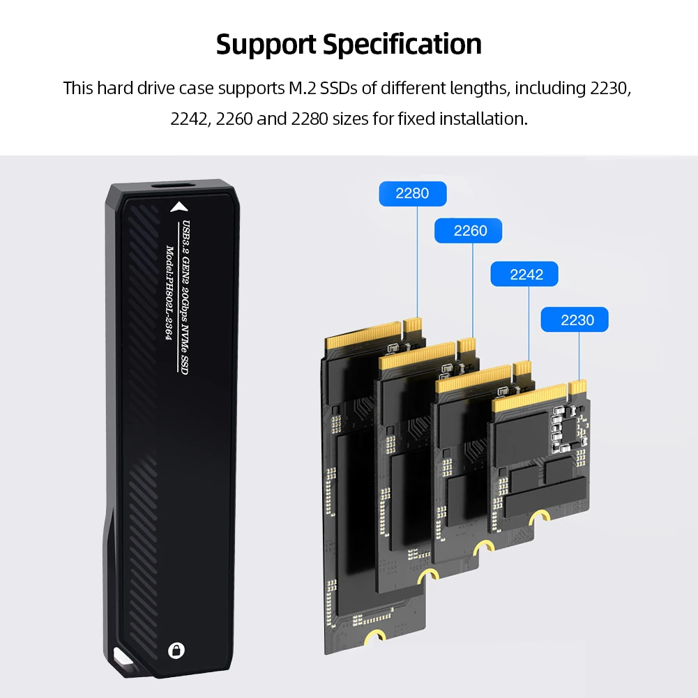 M.2 to C Ÿ  ϵ ũ ڽ  ī, NVME 20Gbps SSD ũ ڽ, B M Ű  SSD ̽,  M2 SSD 2280 42/60