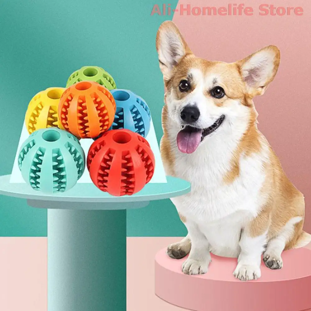 

5/6/7cm Pet Dog Chew Ball Chewing Toys Rubber Leaking Food Ball Tooth Cleaning Ball Funny Interactive Playing Pet Accessories