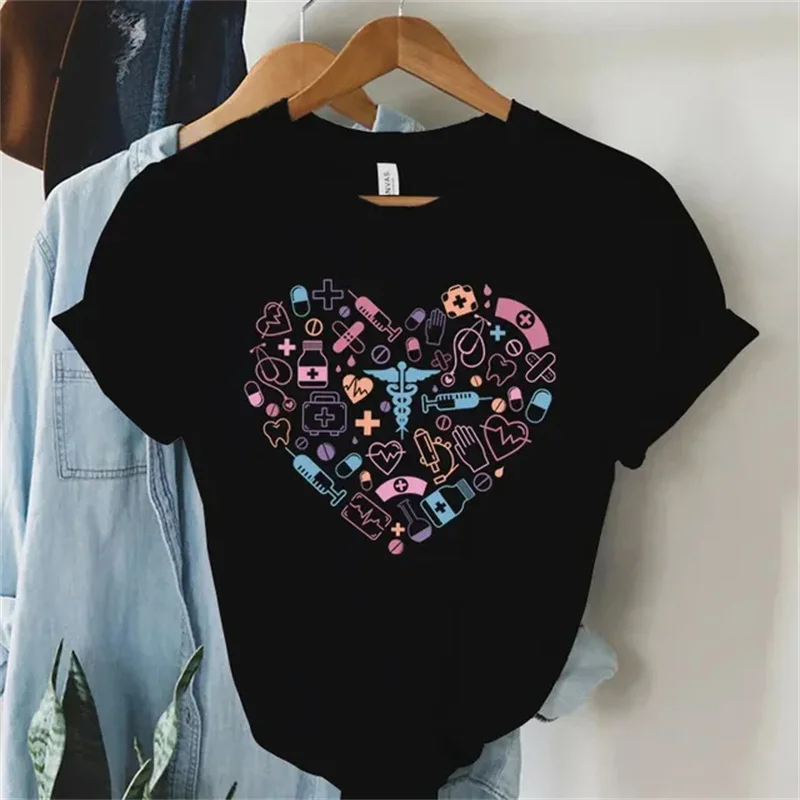 

Summer Women's T-shirt Unisex Short-sleeved Tops Nurse/doctor Clothes Nurses' Day T Shirt for Women Funny Nurse O-neck T Shirt