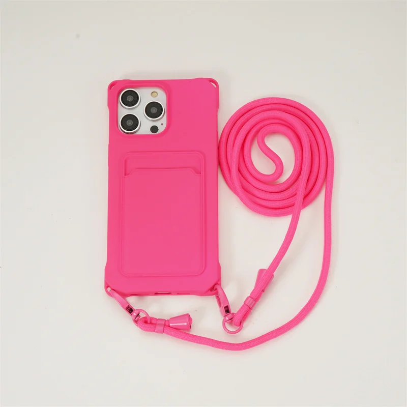Shockproof Card Slot Holder Lanyard Case with Crossbody Necklace Strap Cover